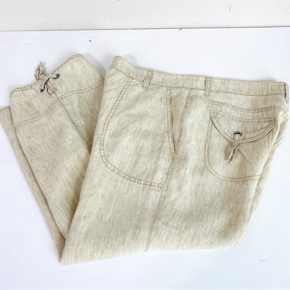 Brax Natural Linen Cropped Pants Size 10R